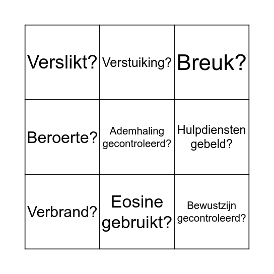 EerstehulpBINGO Card