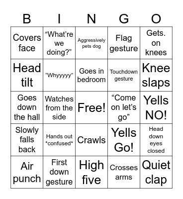 Bf watching a football game Bingo Card
