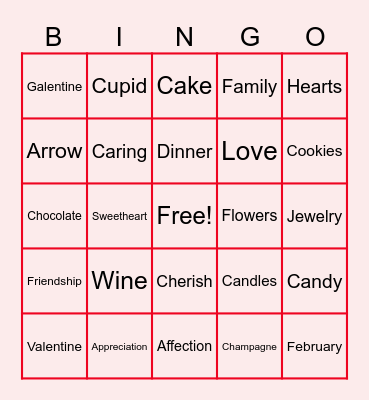 Virtual Valentine's Day Bingo Card