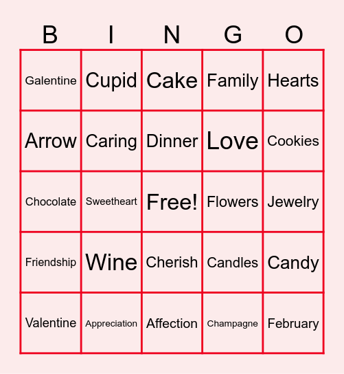 Virtual Valentine's Day Bingo Card