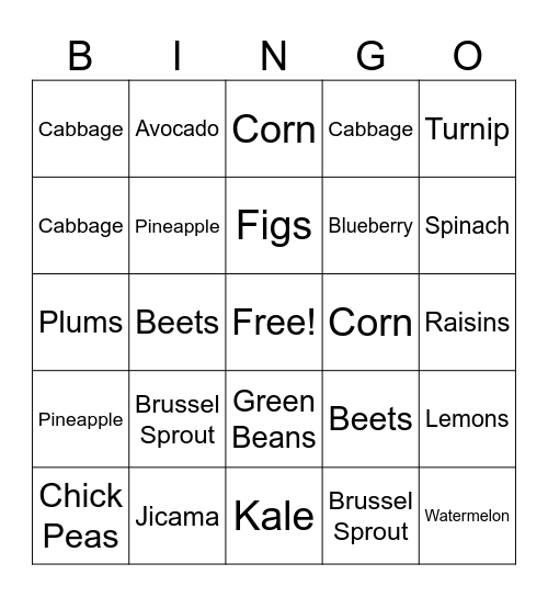 Teach & Taste Bingo Card