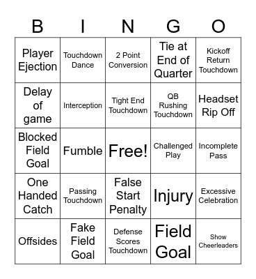 Super Bowl 2024 Bingo Card