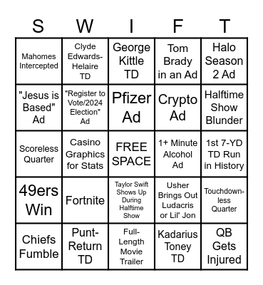 CFLFFL SUPER BOWL FEST BINGO 2024 Bingo Card