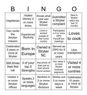 DPO Face2Face Meeting 2024 Bingo Card