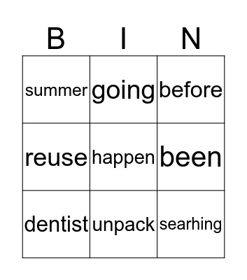 Dot and Jabber Bingo Card