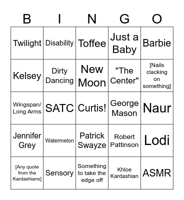 Bekah's Bachelorette Bingo Card