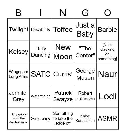 Bekah's Bachelorette Bingo Card