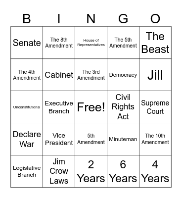 US Government With Mr. 🦊 Bingo Card