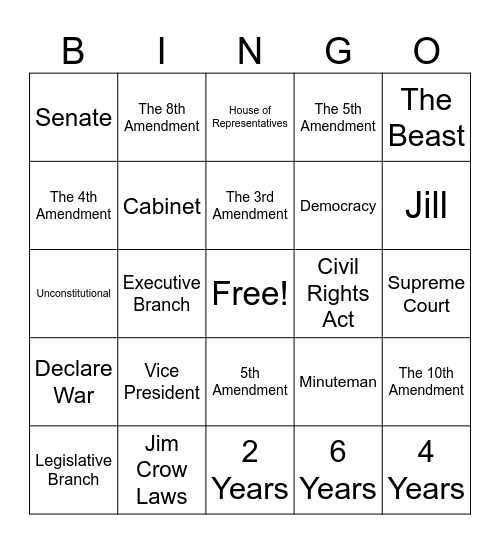 US Government With Mr. 🦊 Bingo Card