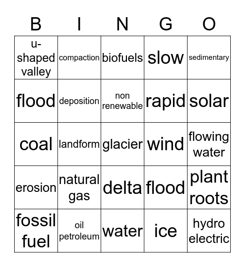 Earth's Resources Bingo Card