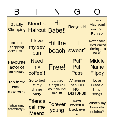 Happy Birthday Meenz Bingo Card