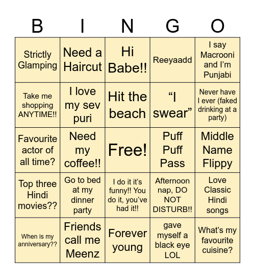 Happy Birthday Meenz Bingo Card