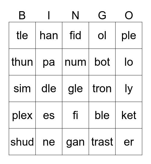 Challenge Progress Assessment 1B Bingo Card