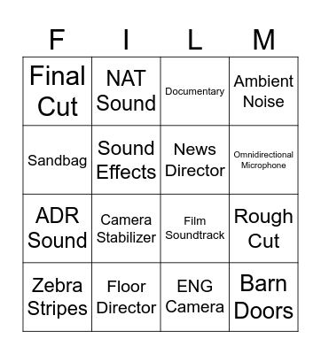 Film Vocab Bingo Card
