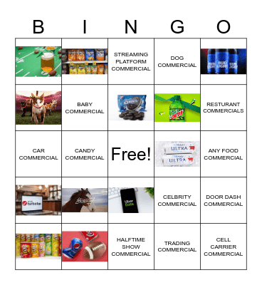 Superbowl commercial Bingo Card