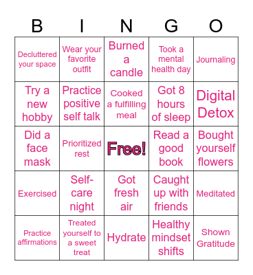 SELF LOVE BINGO ! Bingo Card