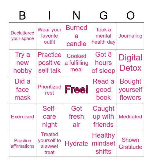 SELF LOVE BINGO ! Bingo Card