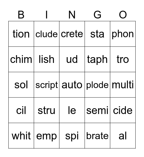 Challenge Progress Assessment 2C Bingo Card