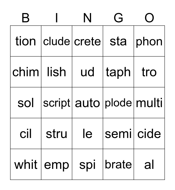 Challenge Progress Assessment 2C Bingo Card