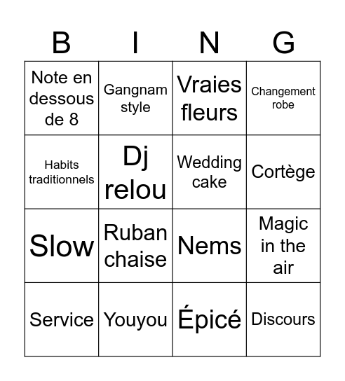 Bingo sans titre Bingo Card