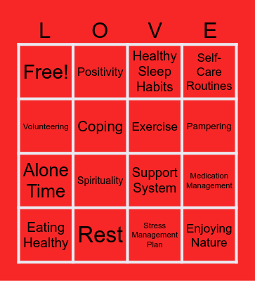 Self-Love Bingo Card