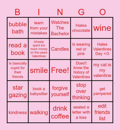 LOVE YOURSELF Bingo Card