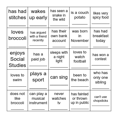 FIND SOMEONE WHO ... Bingo Card