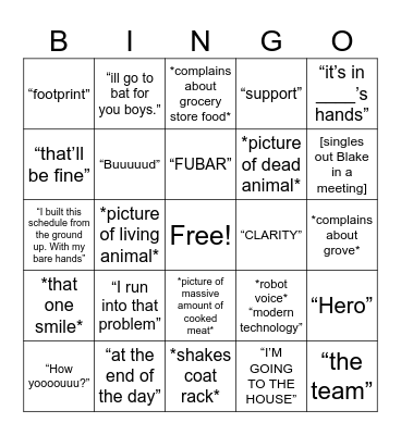 David-isms Bingo Card