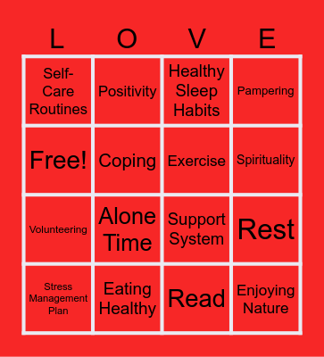 Self-Love Bingo Card