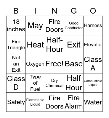 Fire Safety Bingo Card