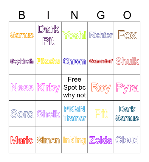 Smash Bros Bingo Card