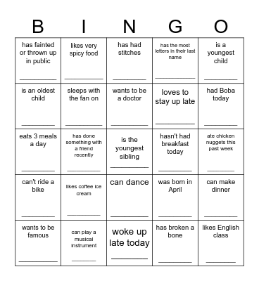 Human BINGO Card