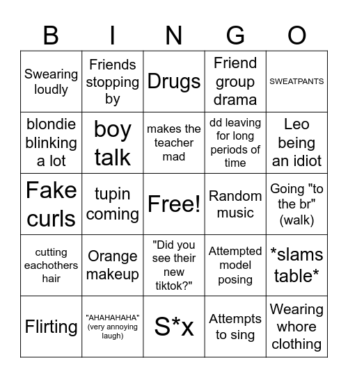 What the Sophmores say Bingo Card