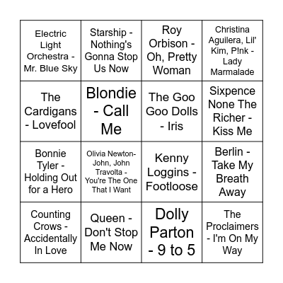BINGO BEATS ' MOVIE HITS' Bingo Card