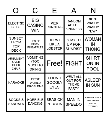 CRUISE BINGO Card