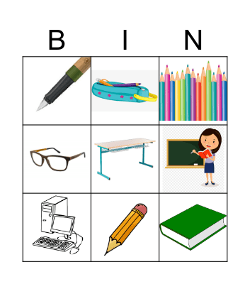 Schule und Schulsachen Bingo Card