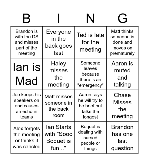 IT Meeting Bingo! Bingo Card