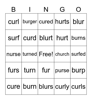 UR Bingo Card