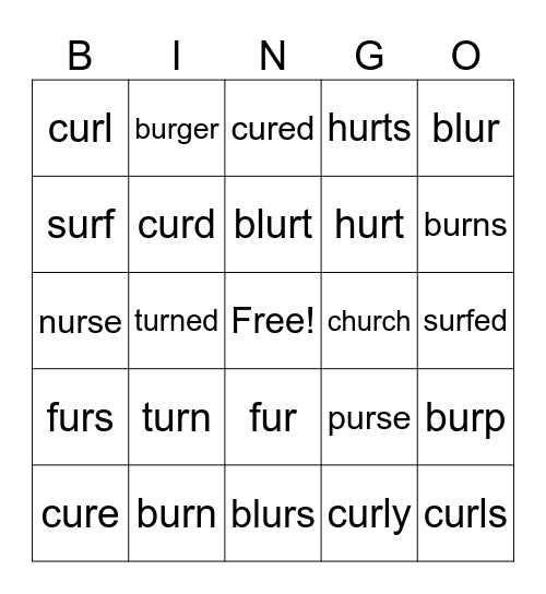 UR Bingo Card