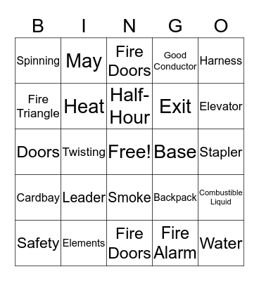Fire Safety Bingo Card