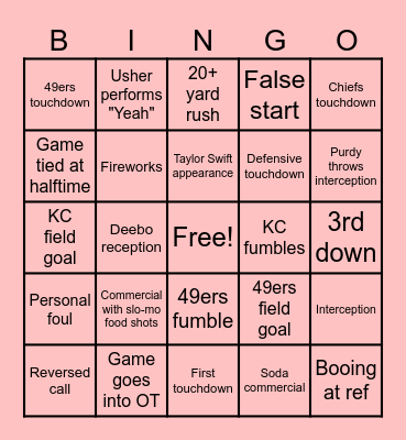 2024 Super Bowl LVIII Bingo Card
