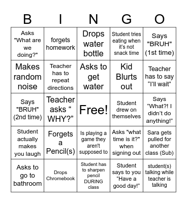 6th grade Bingo (1) Bingo Card