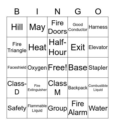 Fire Safety Bingo Card
