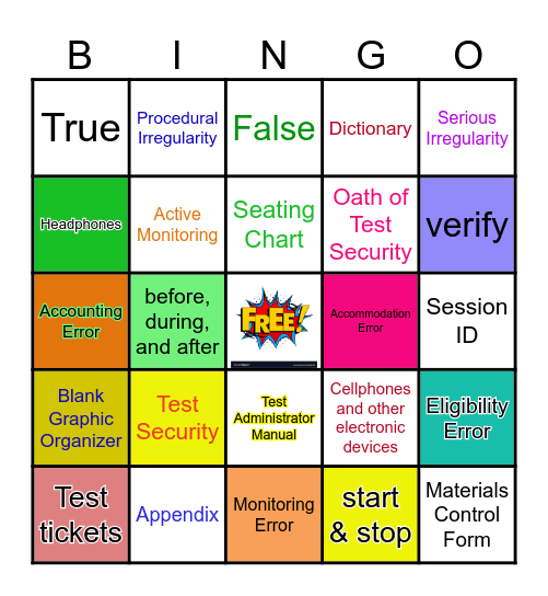 Test Security Bingo Card