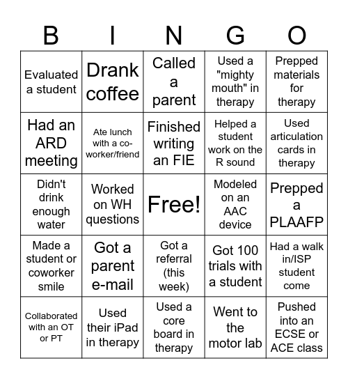 Find someone who......... today! Bingo Card