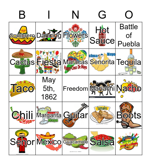 Cinco De Mayo Bingo Card