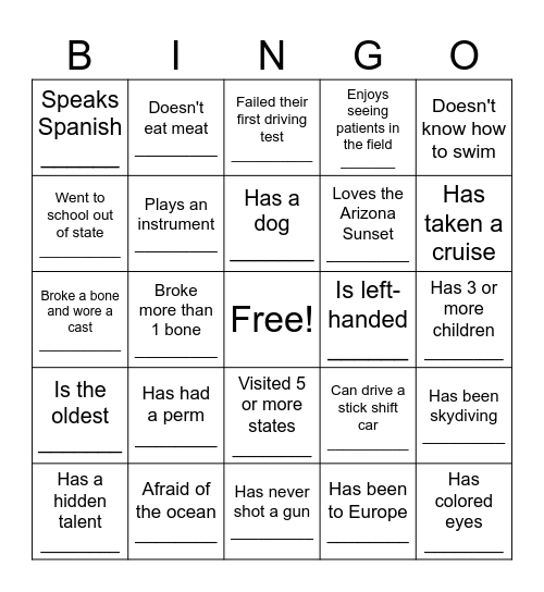 Get to know your coworker Bingo Card