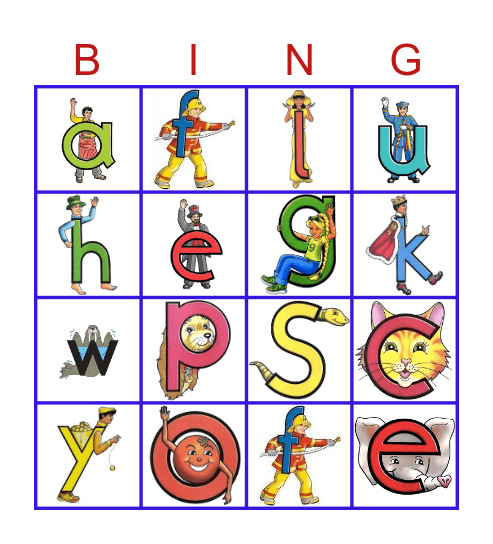 Letterland Bingo Card