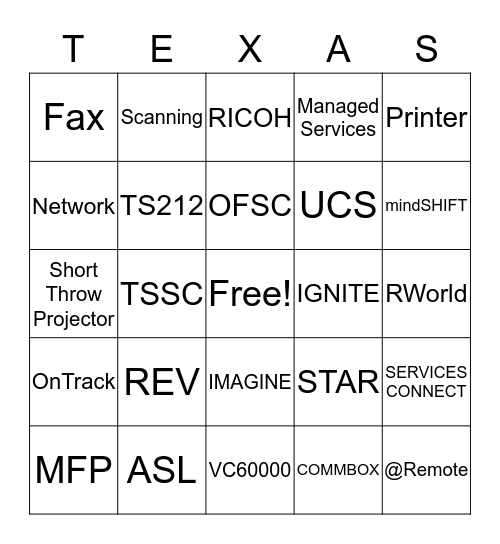 Greater Texas Services Bingo Card