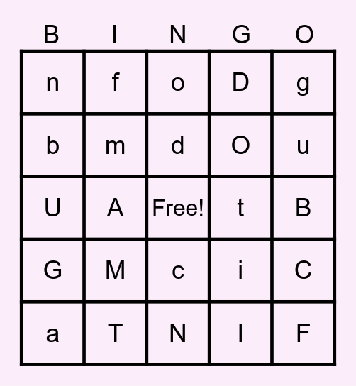 JK Letter Review Bingo! Bingo Card